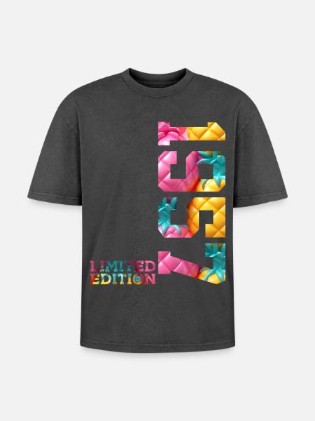 69E ANNIVERSAIRE ÉDITION LIMITÉE 1957 - T-shirt Premium unisexe oversize acid-washed - noir délavé acide