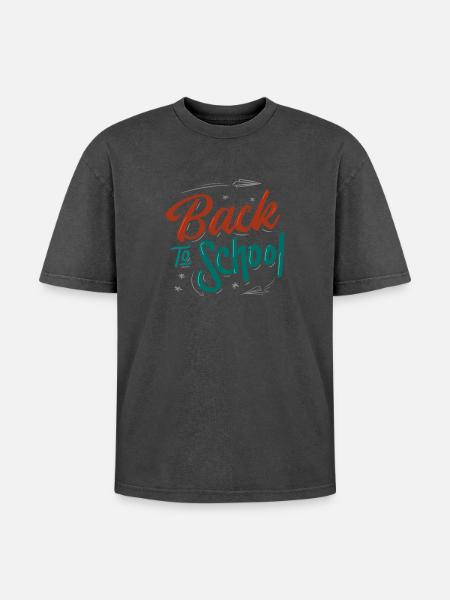 Back to school - Oversized Unisex Premium Acid-Washed T-Shirt - acid washed black