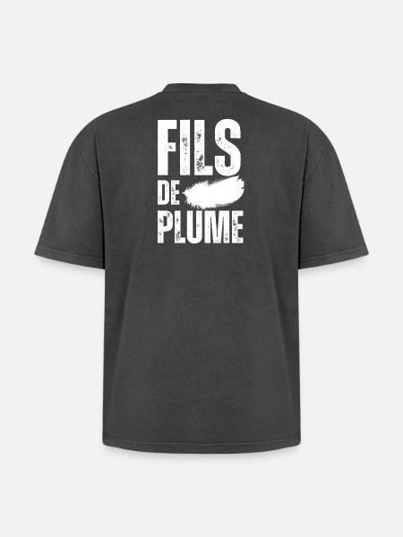 Fils de Plume - T-shirt Premium unisexe oversize acid-washed - noir délavé acide
