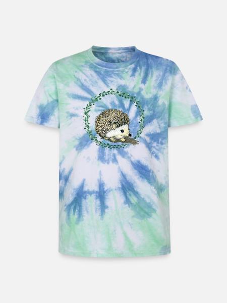 Hérisson - T-shirt tie-dye premium unisexe - bleu spirale