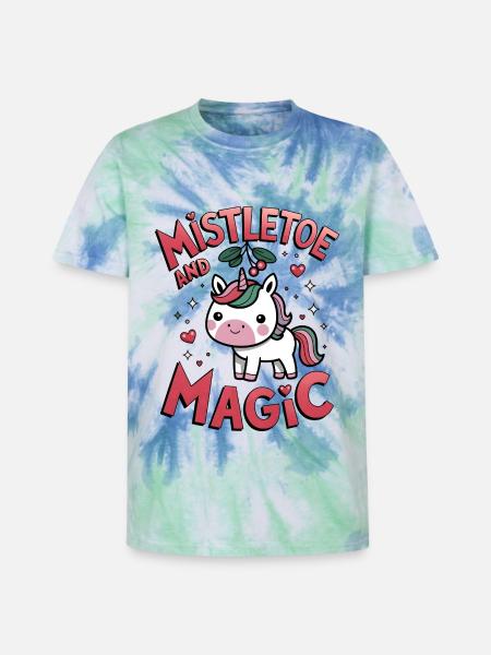 Mistletoe And Magic - Unisex Premium Tie-Dye T-Shirt - Blue Spiral
