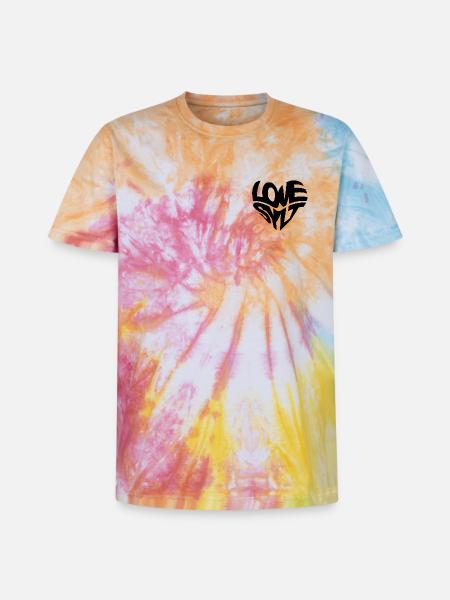 LOVE SYLT HERZ - Unisex Premium Tie Dye T-Shirt - Regenbogen-Spirale