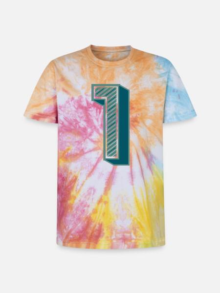 1. 1 YEAR. 1st ANNIVERSARY - Unisex Premium Tie-Dye T-Shirt - Rainbow Spiral