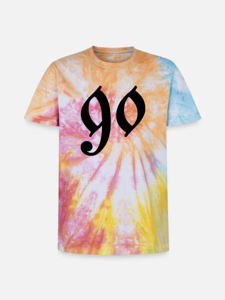 90 - T-shirt tie-dye premium unisexe - arc-en-ciel spirale