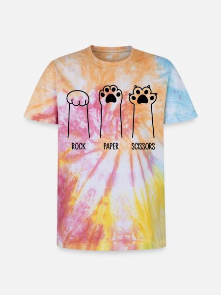 Roche Papier Ciseaux - T-shirt tie-dye premium unisexe - arc-en-ciel spirale
