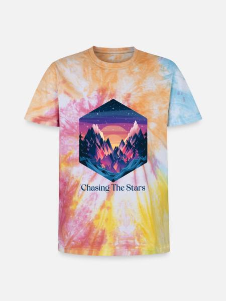 Chasing The Stars - Unisex Premium Tie-Dye T-Shirt - Rainbow Spiral