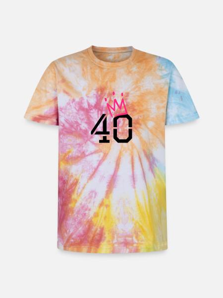 40 crown - 40th birthday - Unisex Premium Tie-Dye T-Shirt - Rainbow Spiral