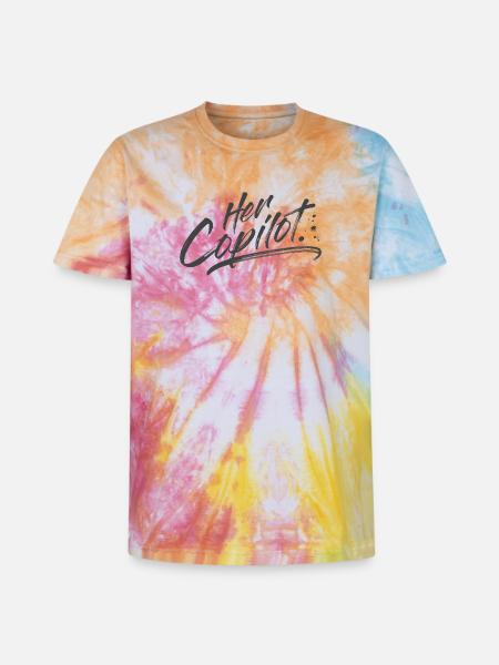 Her Copilot - Unisex Premium Tie-Dye T-Shirt - Rainbow Spiral