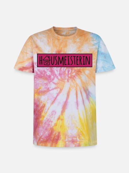 Hausmeisterin - Unisex Premium Tie Dye T-Shirt - Regenbogen-Spirale