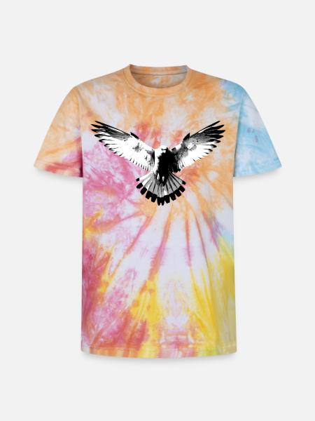 Falcon black and white - Unisex Premium Tie-Dye T-Shirt - Rainbow Spiral
