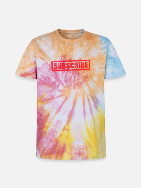 subscribe grunge stamp - Unisex Premium Tie-Dye T-Shirt - Rainbow Spiral
