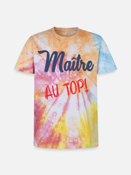 MASTER AT THE TOP - Unisex Premium Tie-Dye T-Shirt - Rainbow Spiral
