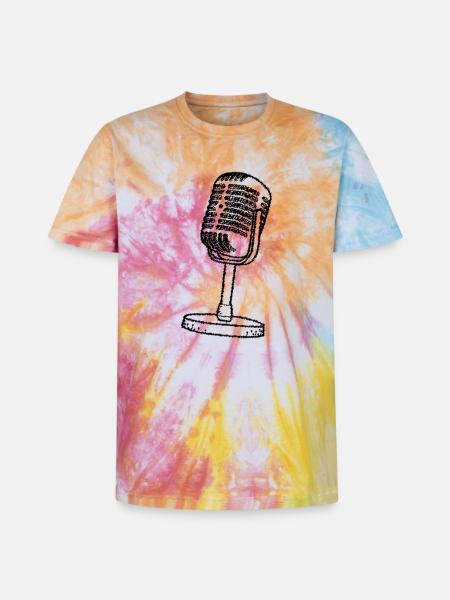 Mikrofon - Retro - gezeichnet - Unisex Premium Tie Dye T-Shirt - Regenbogen-Spirale