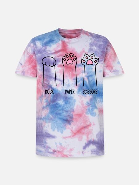 Rock Paper Scissors - Unisex Premium Tie-Dye T-Shirt - Pink/Purple/Blue