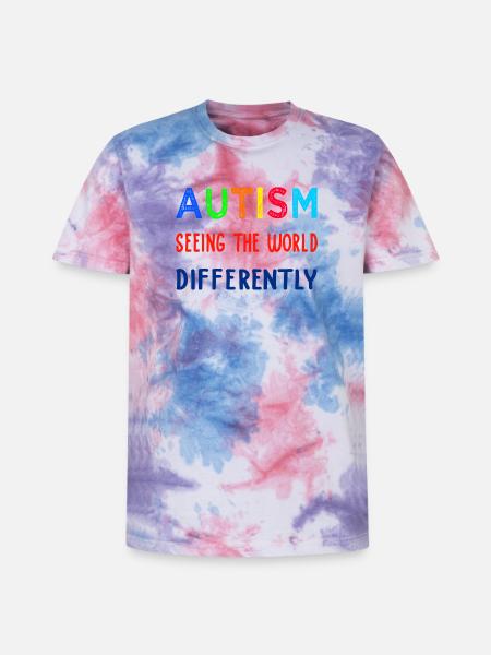 Autism Seeing Differently - Unisex Premium Tie-Dye T-Shirt - Pink/Purple/Blue