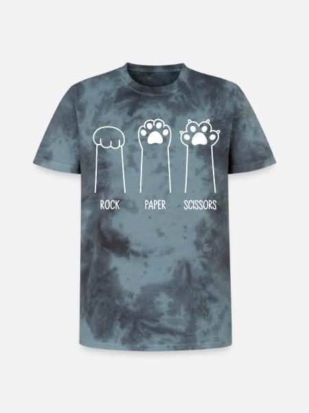 Roche Papier Ciseaux - T-shirt tie-dye premium unisexe - noir/bleu