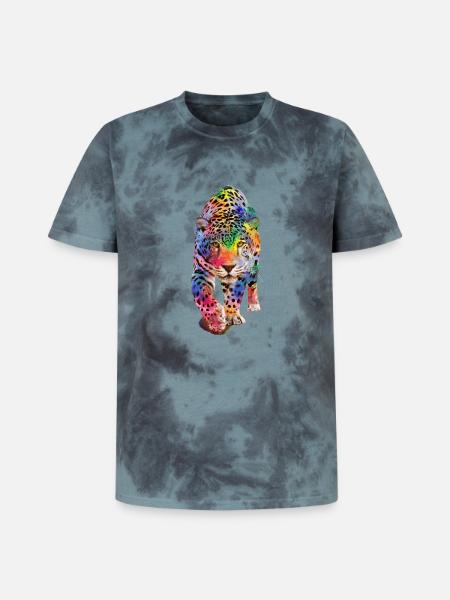 Multicolour leopard - Unisex Premium Tie-Dye T-Shirt - Black/Blue