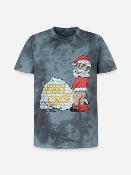 Noël laid drôle - T-shirt tie-dye premium unisexe - noir/bleu