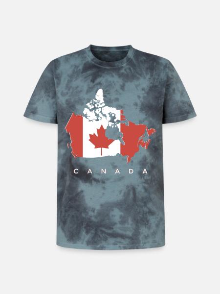 Silhouette du Canada avec feuille d’érable - T-shirt tie-dye premium unisexe - noir/bleu