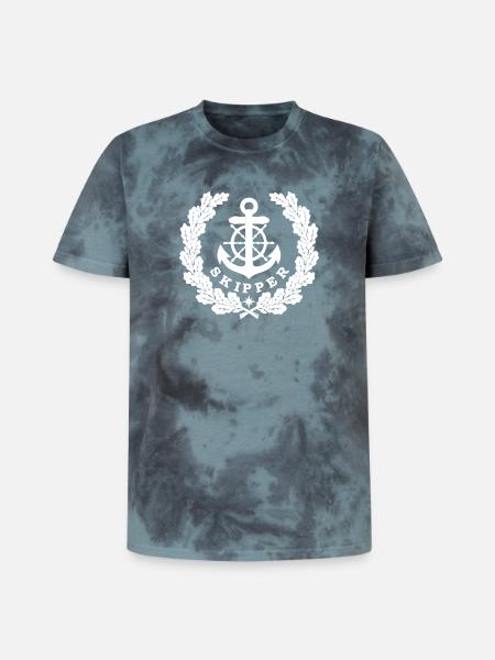 Skipper Anker Logo white - Unisex Premium Tie Dye T-Shirt - Schwarz/Blau
