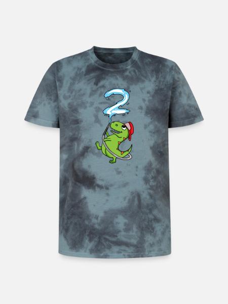 2nd birthday dinosaur fire department - Unisex Premium Tie-Dye T-Shirt - Black/Blue