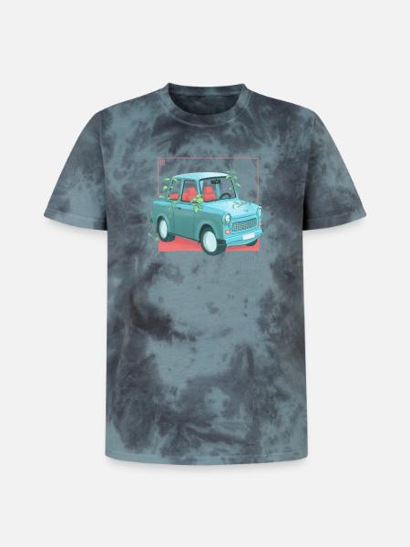 Trabi with plants - Unisex Premium Tie-Dye T-Shirt - Black/Blue