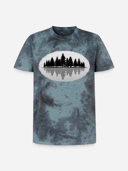 Wald Forest - Unisex Premium Tie Dye T-Shirt - Schwarz/Blau