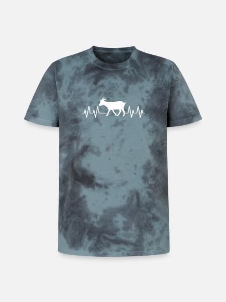 Herzschlag der Ziege - Unisex Premium Tie Dye T-Shirt - Schwarz/Blau