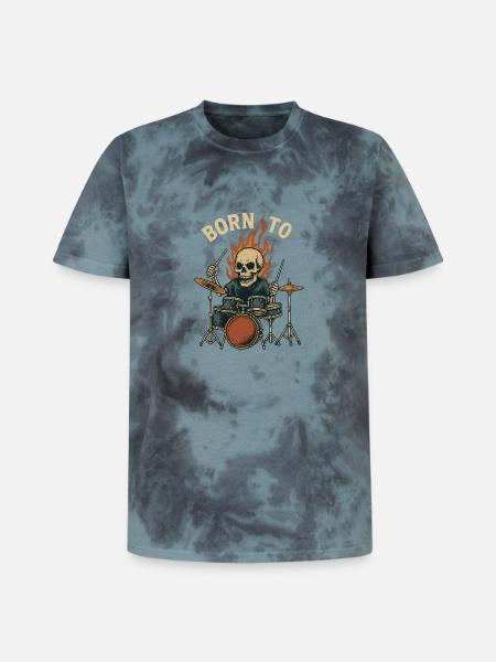Né pour tambouriner - T-shirt tie-dye premium unisexe - noir/bleu