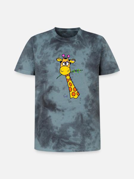 Cute Giraffe - Unisex Premium Tie-Dye T-Shirt - Black/Blue