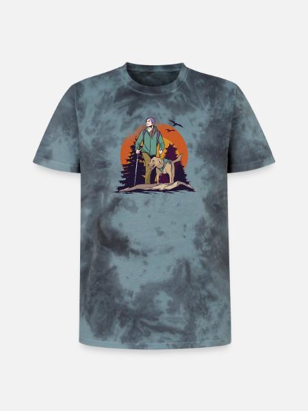 Walking with the dog - Unisex Premium Tie-Dye T-Shirt - Black/Blue