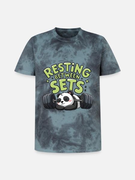 Resting Between Sets - Unisex Premium Tie-Dye T-Shirt - Black/Blue