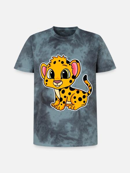 Bébé guépard - T-shirt tie-dye premium unisexe - noir/bleu