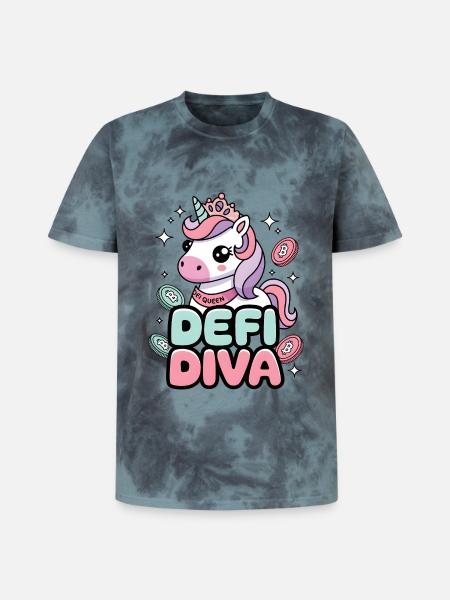 Defi Diva - Unisex Premium Tie Dye T-Shirt - Schwarz/Blau