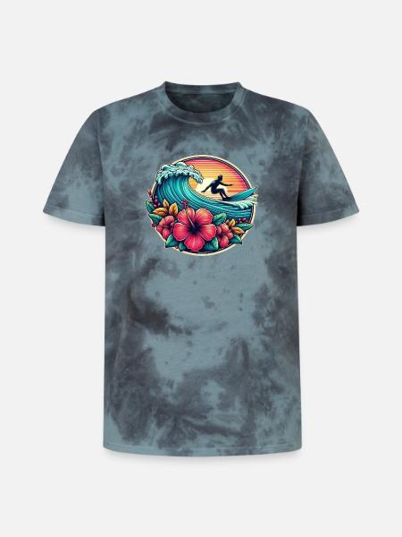 Logo du surfeur 2 - T-shirt tie-dye premium unisexe - noir/bleu