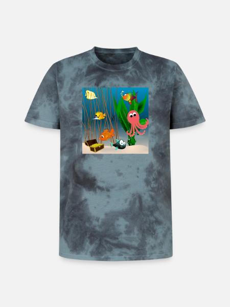 Marine life - Unisex Premium Tie-Dye T-Shirt - Black/Blue