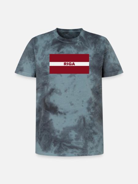 Riga en drapeau letton - T-shirt tie-dye premium unisexe - noir/bleu