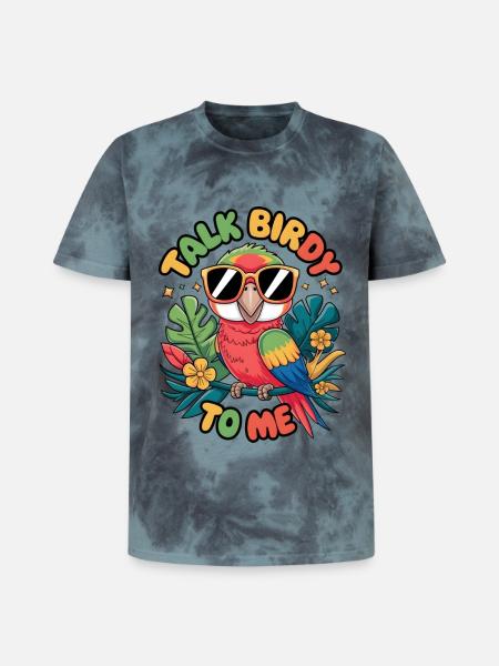 Talk Birdy To Me - Unisex Premium Tie-Dye T-Shirt - Black/Blue