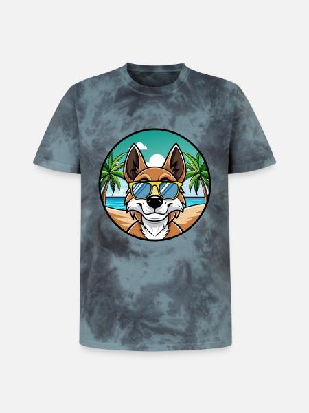 Drever Hundras Tecknad Solglasögon Strand - Unisex Premium tie-dye T-shirt - svart/blå