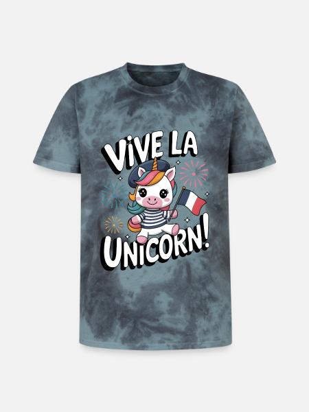 Vive La Licorne ! - T-shirt tie-dye premium unisexe - noir/bleu