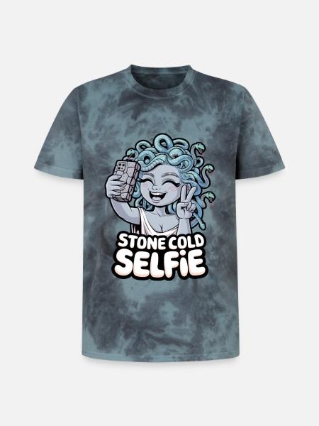 Stone Cold Selfie - Unisex Premium Tie-Dye T-Shirt - Black/Blue