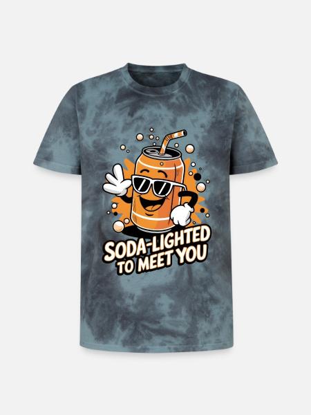 Soda-Lighted To Meet You - Unisex Premium Tie-Dye T-Shirt - Black/Blue