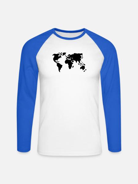 Welt - Unisex Baseballshirt langarm - Weiß/Royalblau