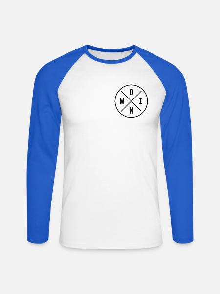 MOIN - Unisex Baseballshirt langarm - Weiß/Royalblau