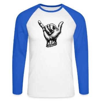 Détendez-vous la main du surfeur - T-shirt baseball manches longues Homme - blanc/bleu royal - Devant - Nik (191cm)
