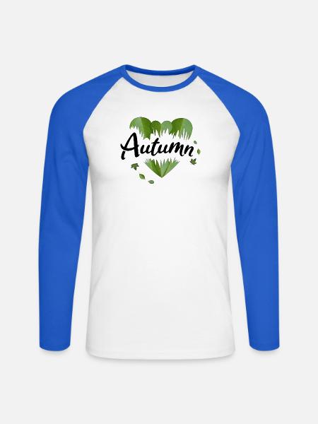 Herbst Herbstblätter Blätter - Unisex Baseballshirt langarm - Weiß/Royalblau