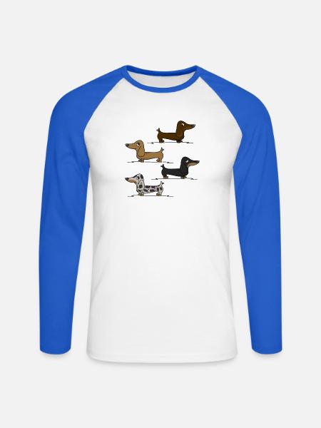 Dackeln - Unisex Baseballshirt langarm - Weiß/Royalblau