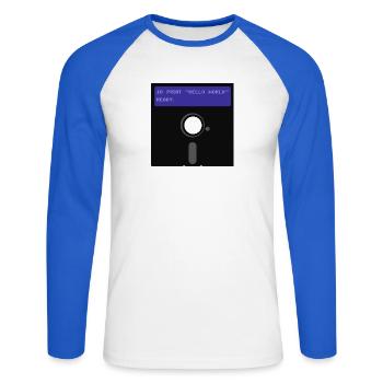 floppy disk - Unisex Long Sleeve Baseball T-Shirt - white/royal blue - Front - Nik (191cm)