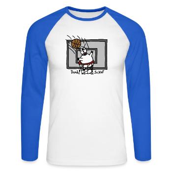 Dunk ScHoF - T-shirt baseball manches longues Homme - blanc/bleu royal - Devant - Nik (191cm)