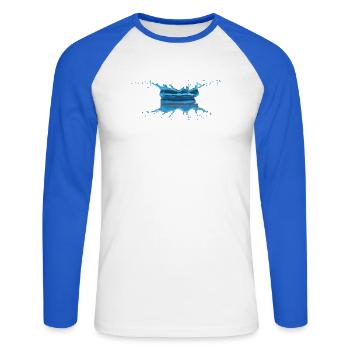 goutte eau - T-shirt baseball manches longues Homme - blanc/bleu royal - Devant - Nik (191cm)